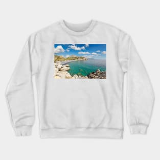 The famous beach Mavra Volia in Chios island, Greece Crewneck Sweatshirt